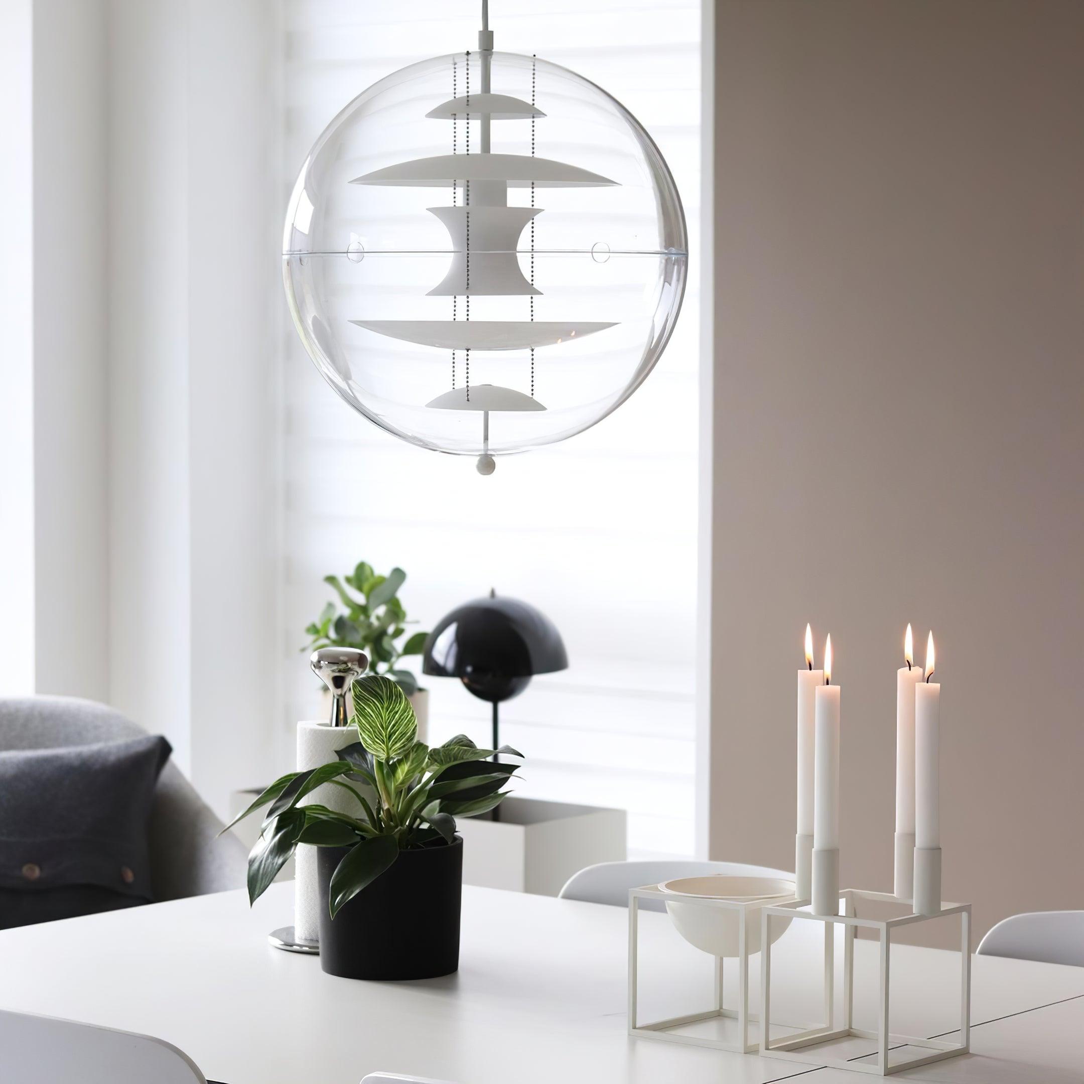 Pendant Lamp Floating Geometric Layers Clear Globe Futuristic Modern - Letslighting