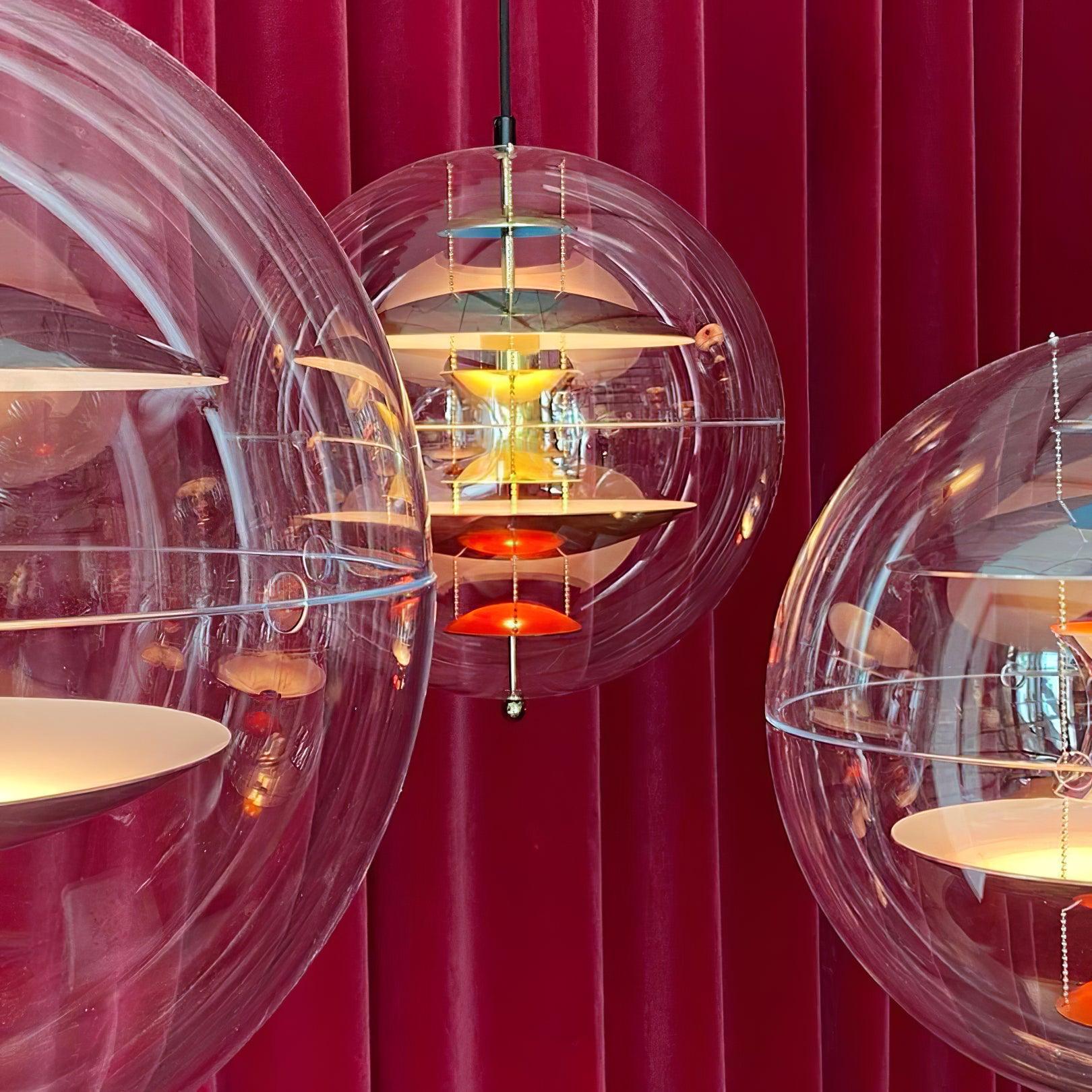 Pendant Lamp Floating Geometric Layers Clear Globe Futuristic Modern - Letslighting