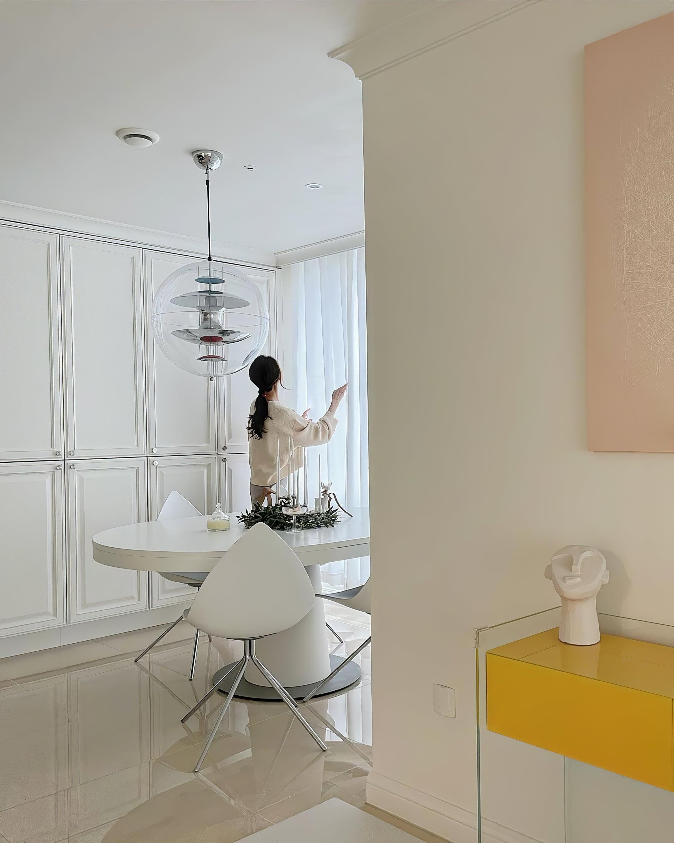 Pendant Lamp Floating Geometric Layers Clear Globe Futuristic Modern - Letslighting