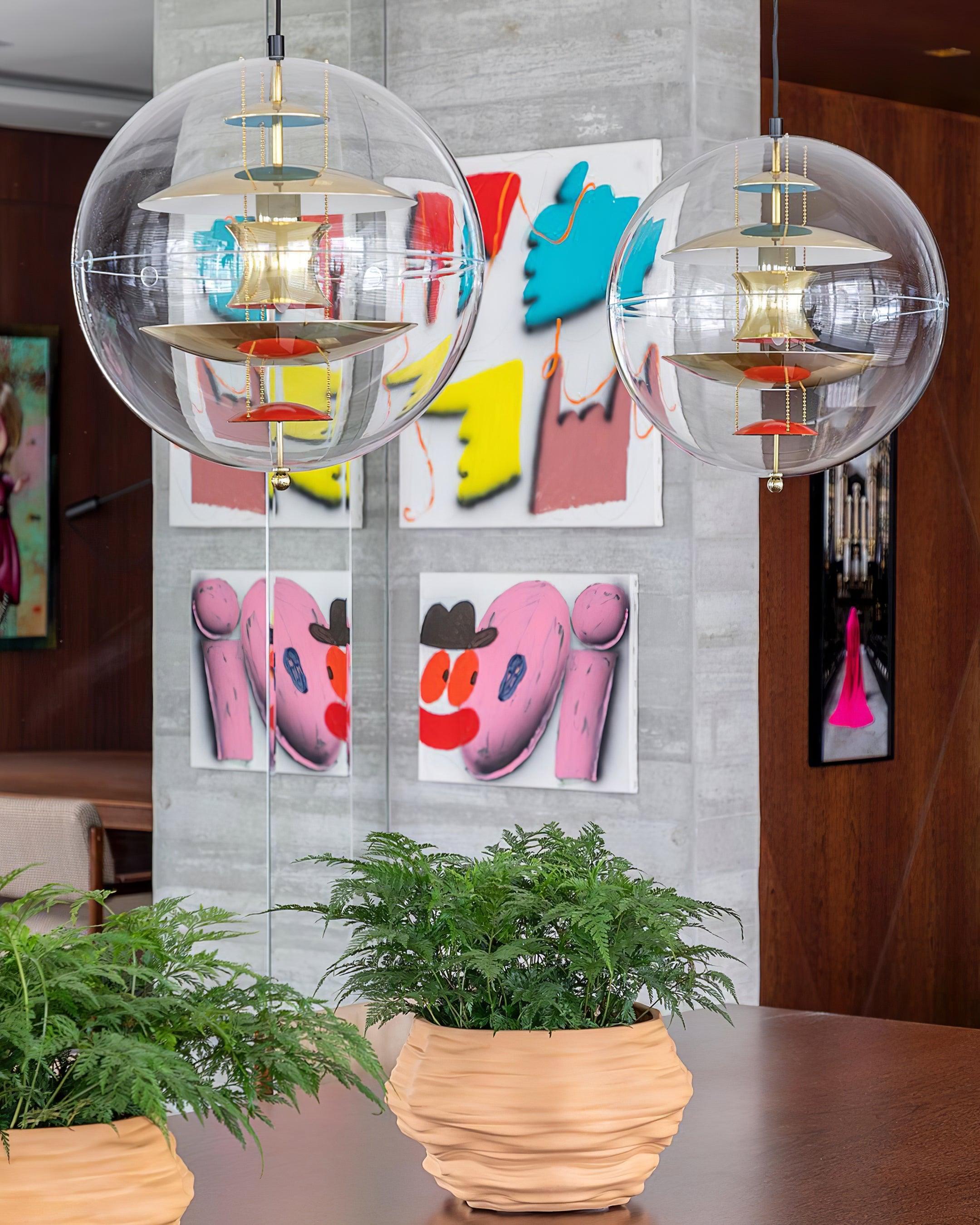 Pendant Lamp Floating Geometric Layers Clear Globe Futuristic Modern - Letslighting