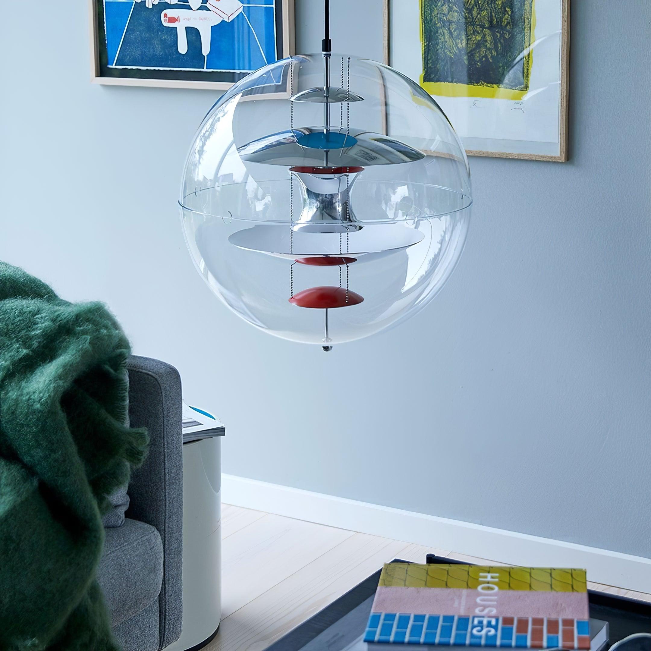 Pendant Lamp Floating Geometric Layers Clear Globe Futuristic Modern - Letslighting