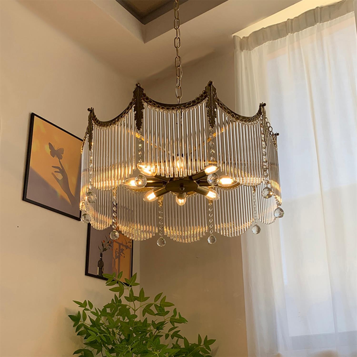 Elias Luxuriöse Glas-Kronleuchter im Landhausstil