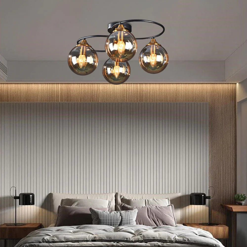 Valentina Denkenleuchte Nodic LED  Kugel Schwarz Ess/Wohnzimmer Glas