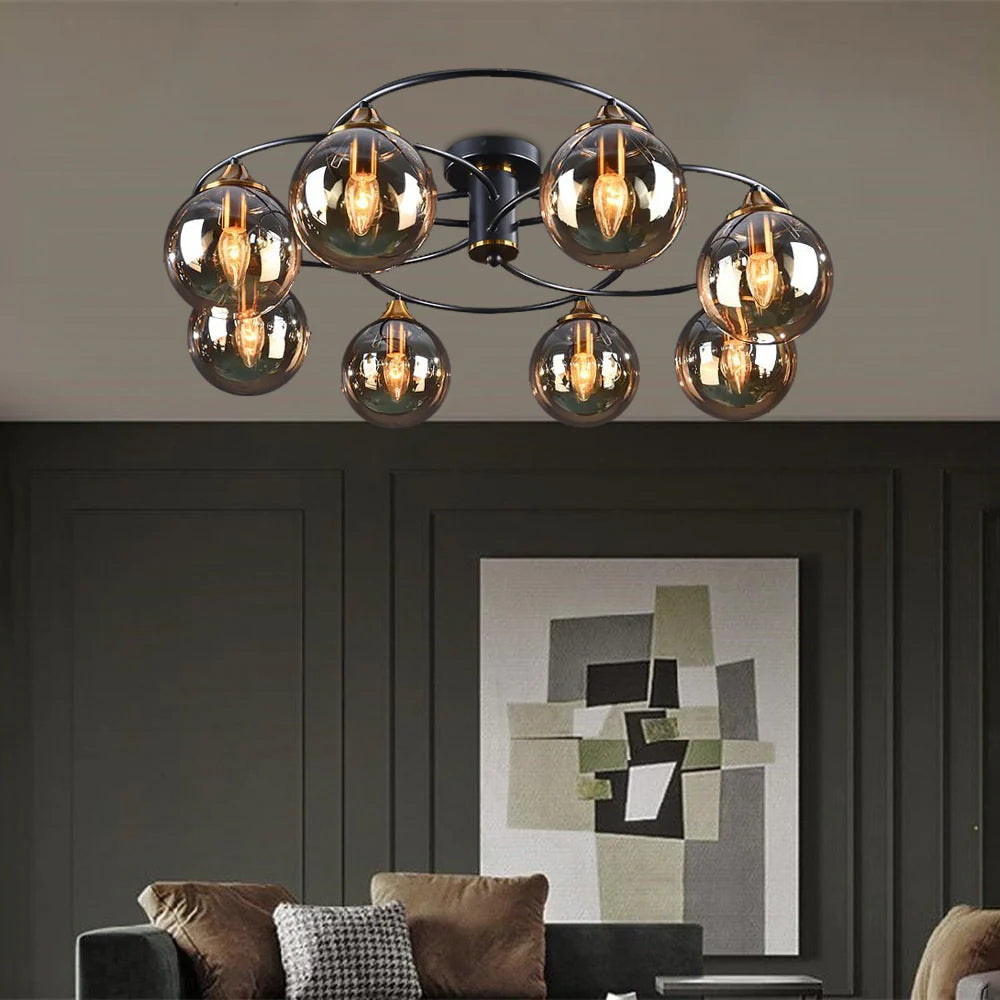 Valentina Denkenleuchte Nodic LED  Kugel Schwarz Ess/Wohnzimmer Glas
