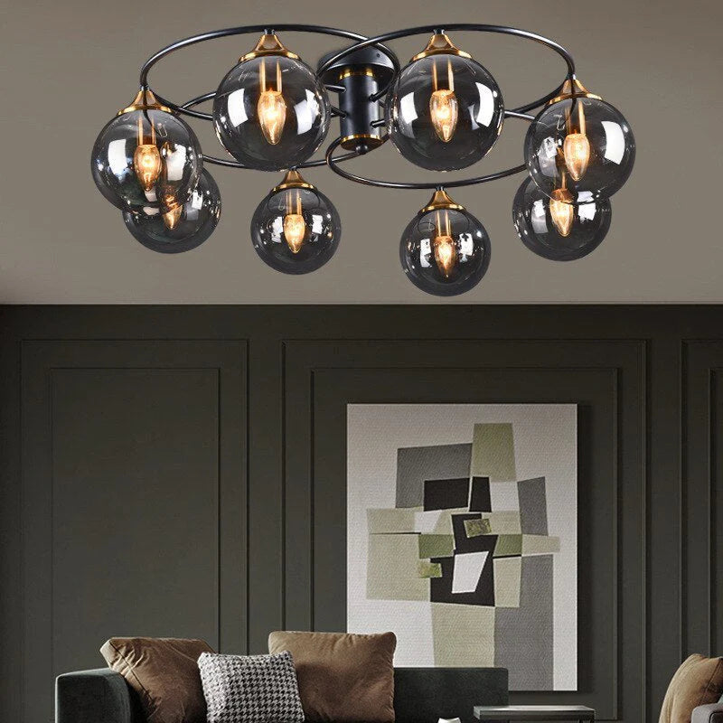 Valentina Denkenleuchte Nodic LED  Kugel Schwarz Ess/Wohnzimmer Glas