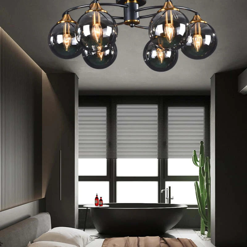 Valentina Denkenleuchte Nodic LED  Kugel Schwarz Ess/Wohnzimmer Glas