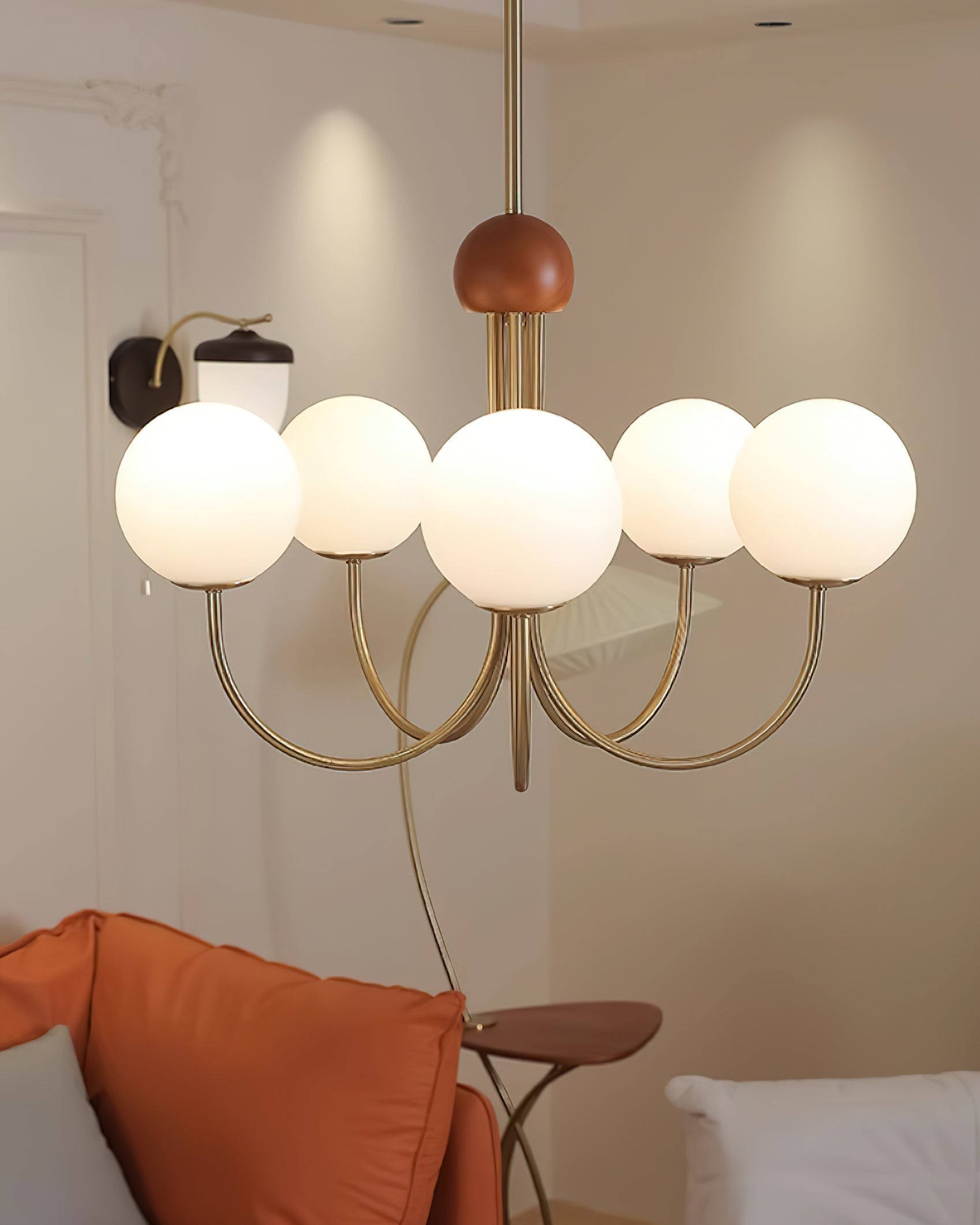 Candil Moderner Messing- und Glaskugel-Kronleuchter-Letslighting