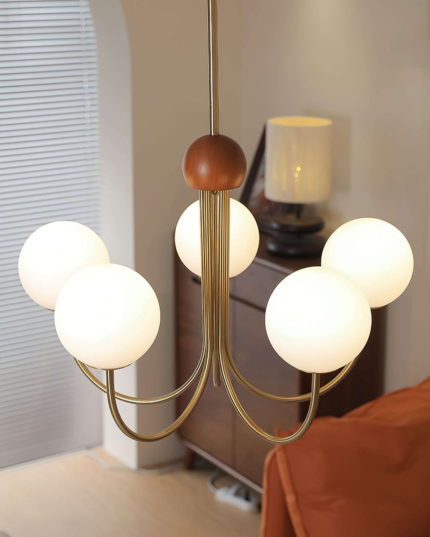 Candil Moderner Messing- und Glaskugel-Kronleuchter-Letslighting