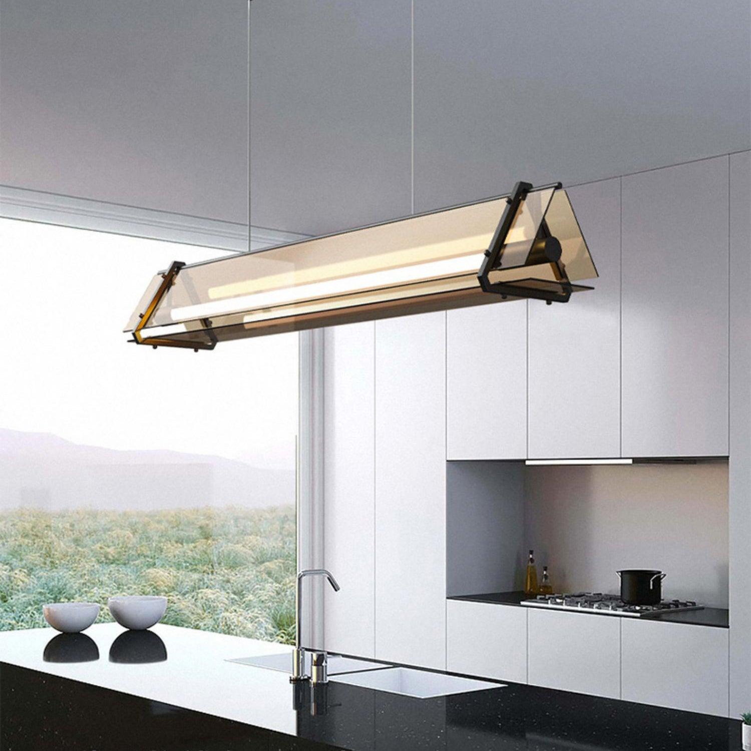 Arisha Industrielle LED Pendelleuchte Schlaf/Wohnzimmer Gold Glas