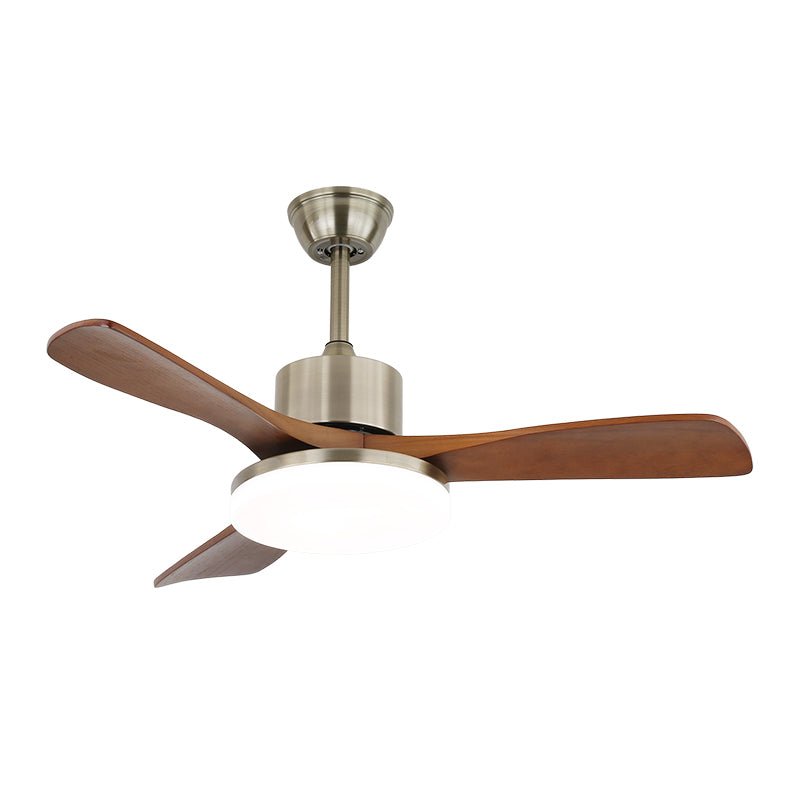 Elara Moderner Deckenventilator mit Licht aus Messing und Holz
