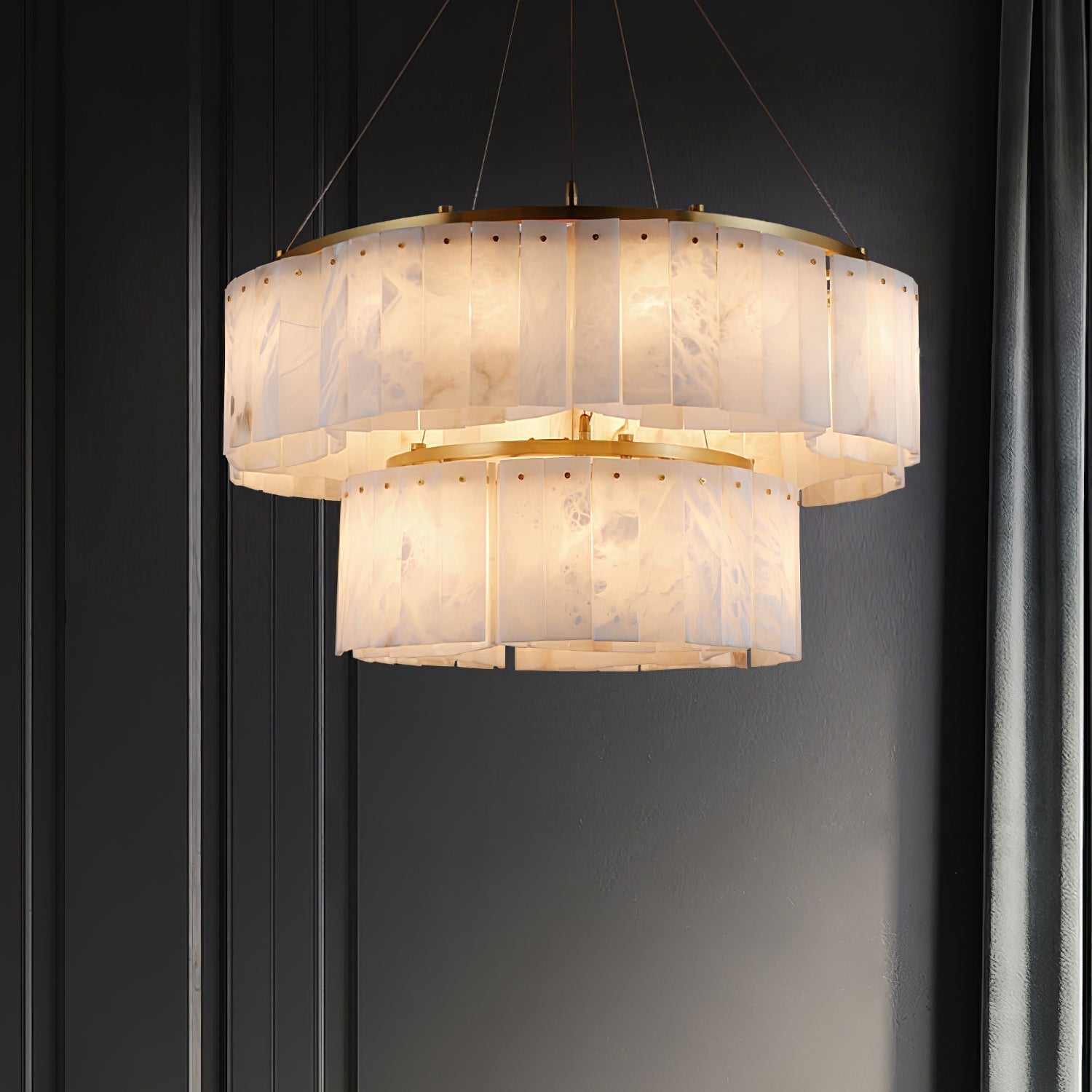 Ilveliel Double Tier Alabaster Pendant Light Chandelier - Neutralighting