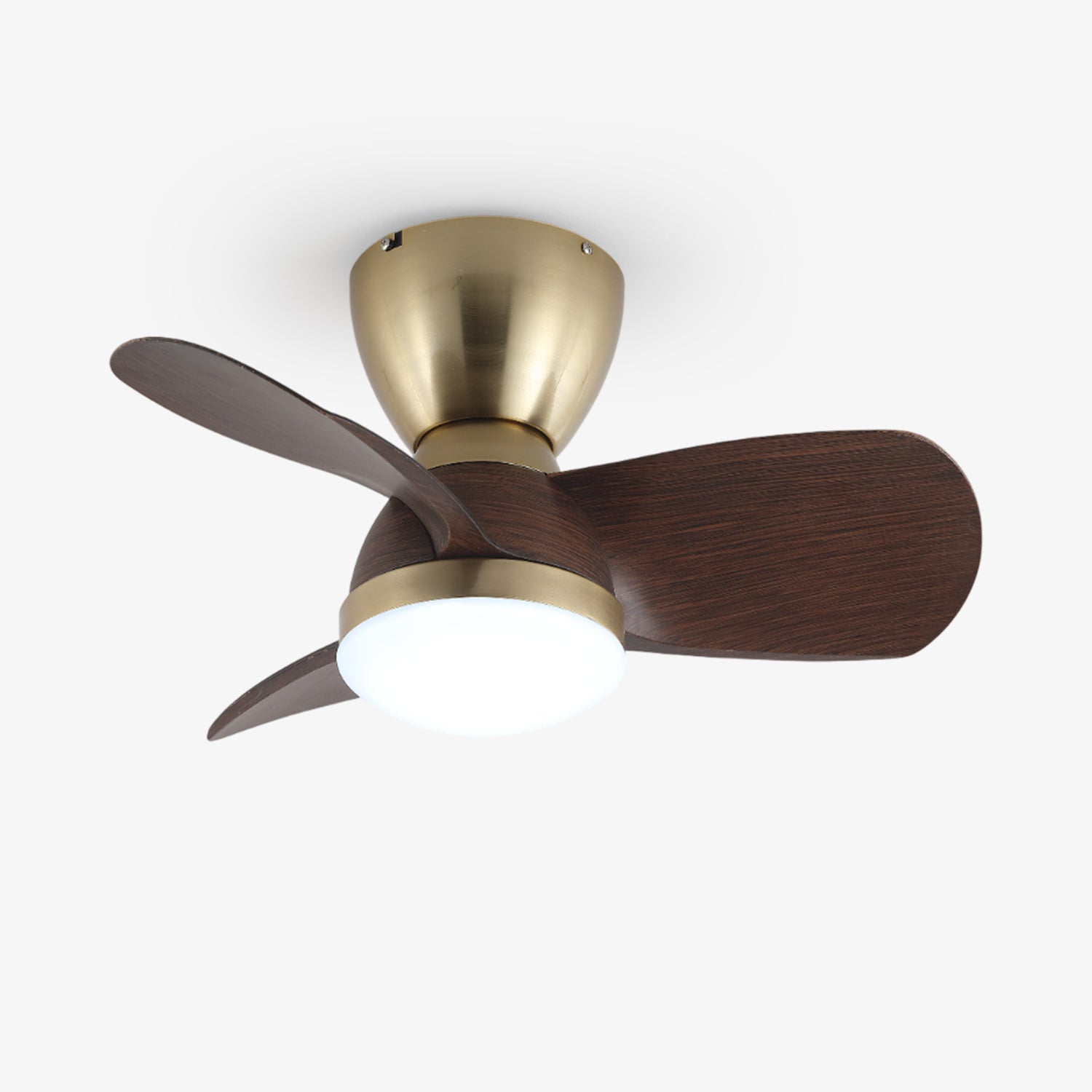 Elora Minimalistische Deckenventilatorleuchte aus Messing und Holz