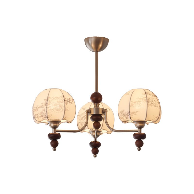 Comirisra Premium Traditionell Blütenblatt Stoff Holz Kronleuchter-Letslighting