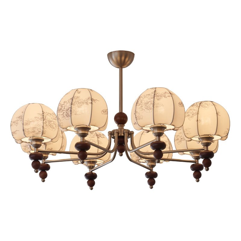 Comirisra Premium Traditionell Blütenblatt Stoff Holz Kronleuchter-Letslighting