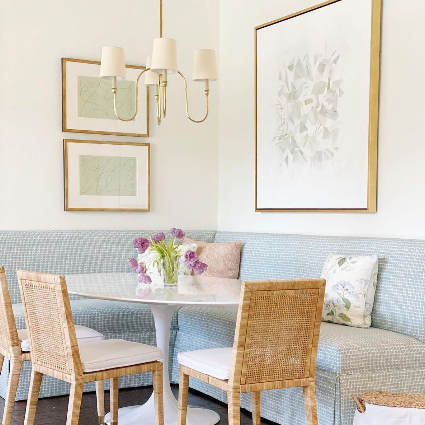 Talia Kronleuchter aus luxuriösem Messing mit Stoffschirm