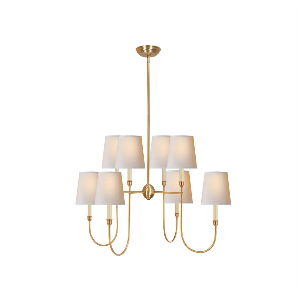 Nyshair Industrieller Vintage Kronleuchter aus Messing mit Stoffbezug-Letslighting