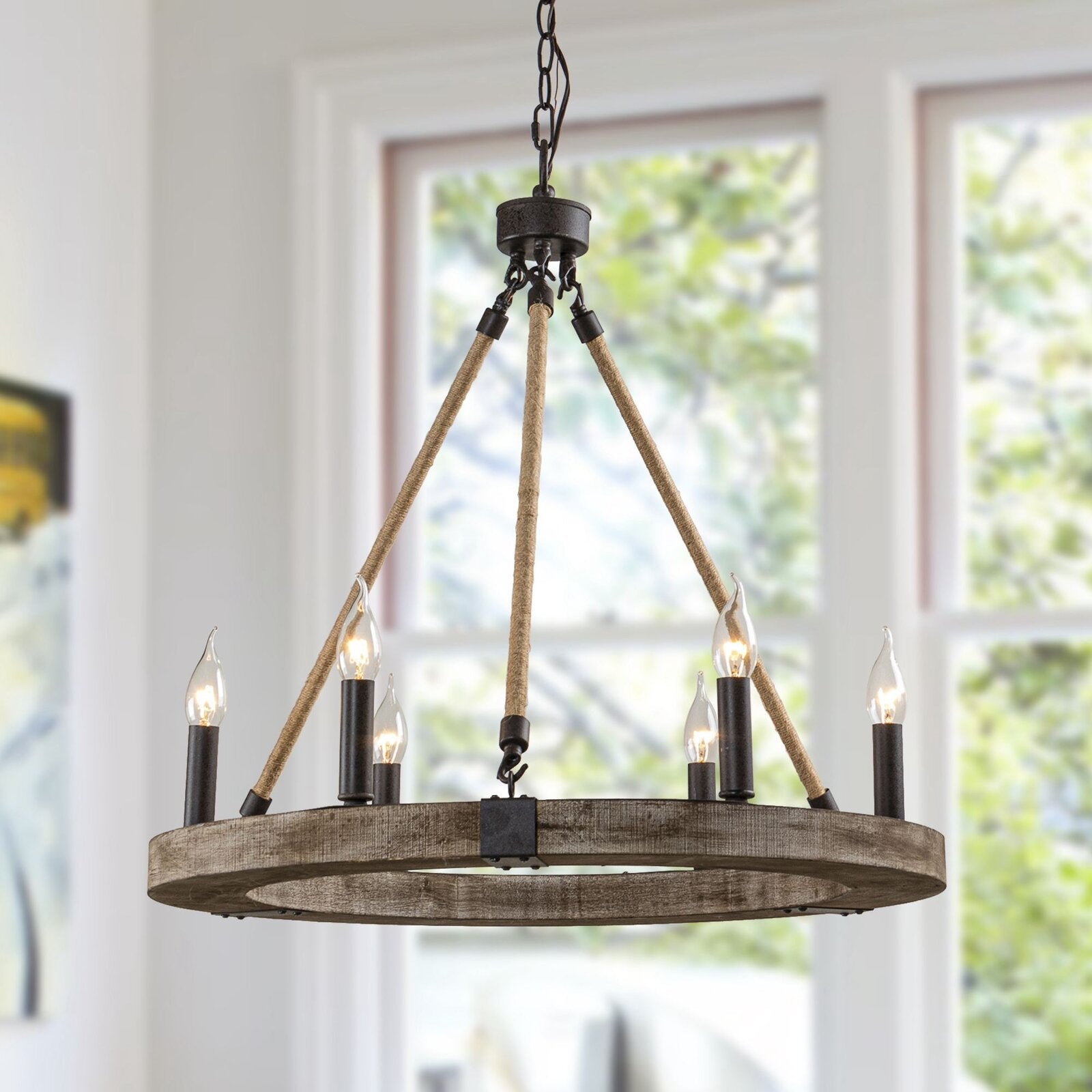 Mysilora Industrieller Vintage Kronleuchter aus Holz-Letslighting
