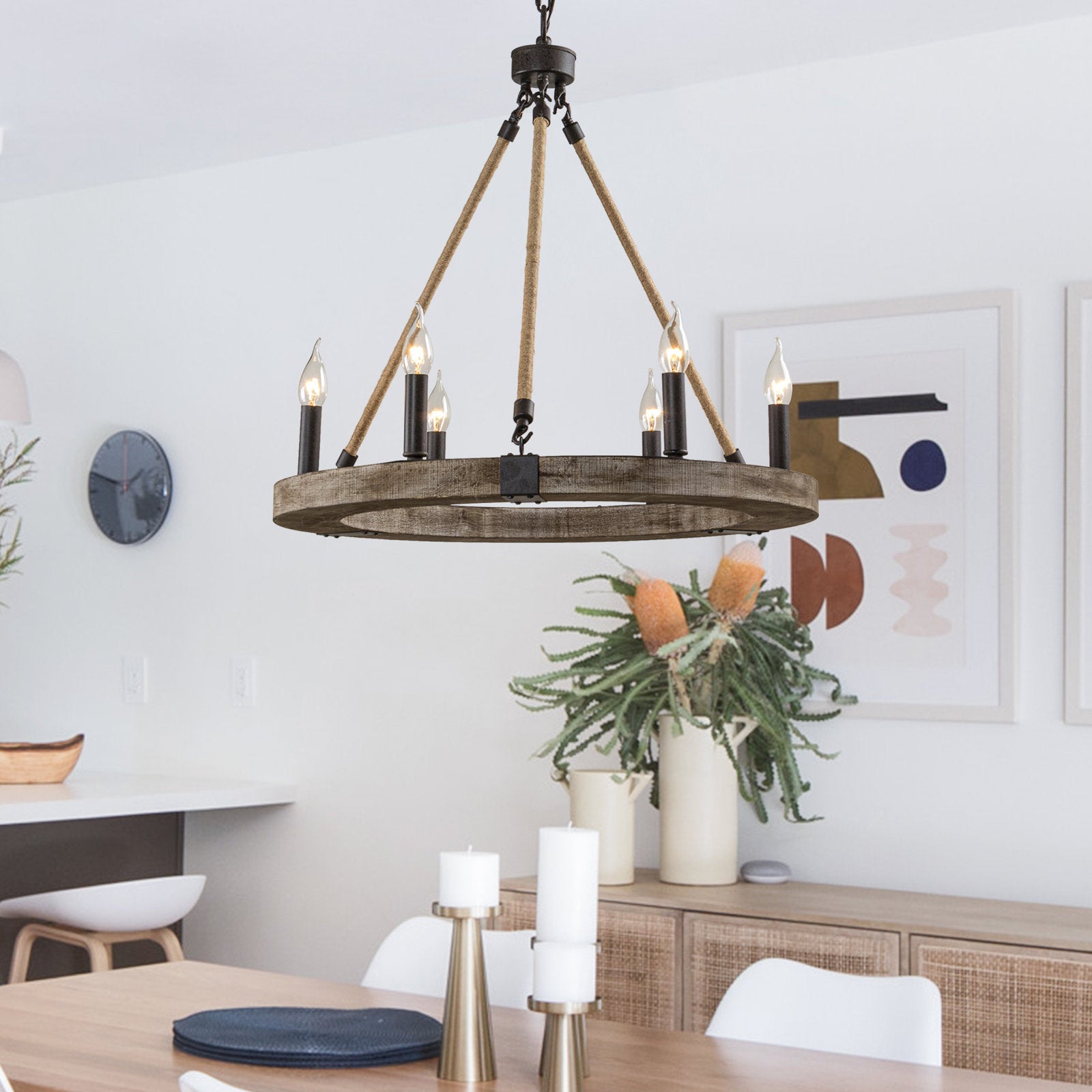 Mysilora Industrieller Vintage Kronleuchter aus Holz-Letslighting