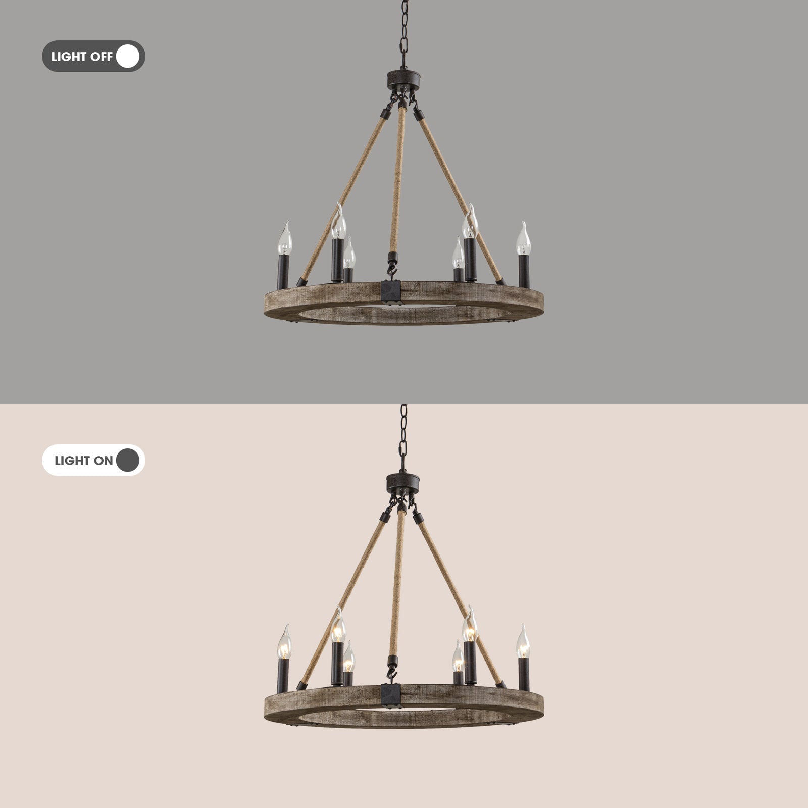 Mysilora Industrieller Vintage Kronleuchter aus Holz-Letslighting