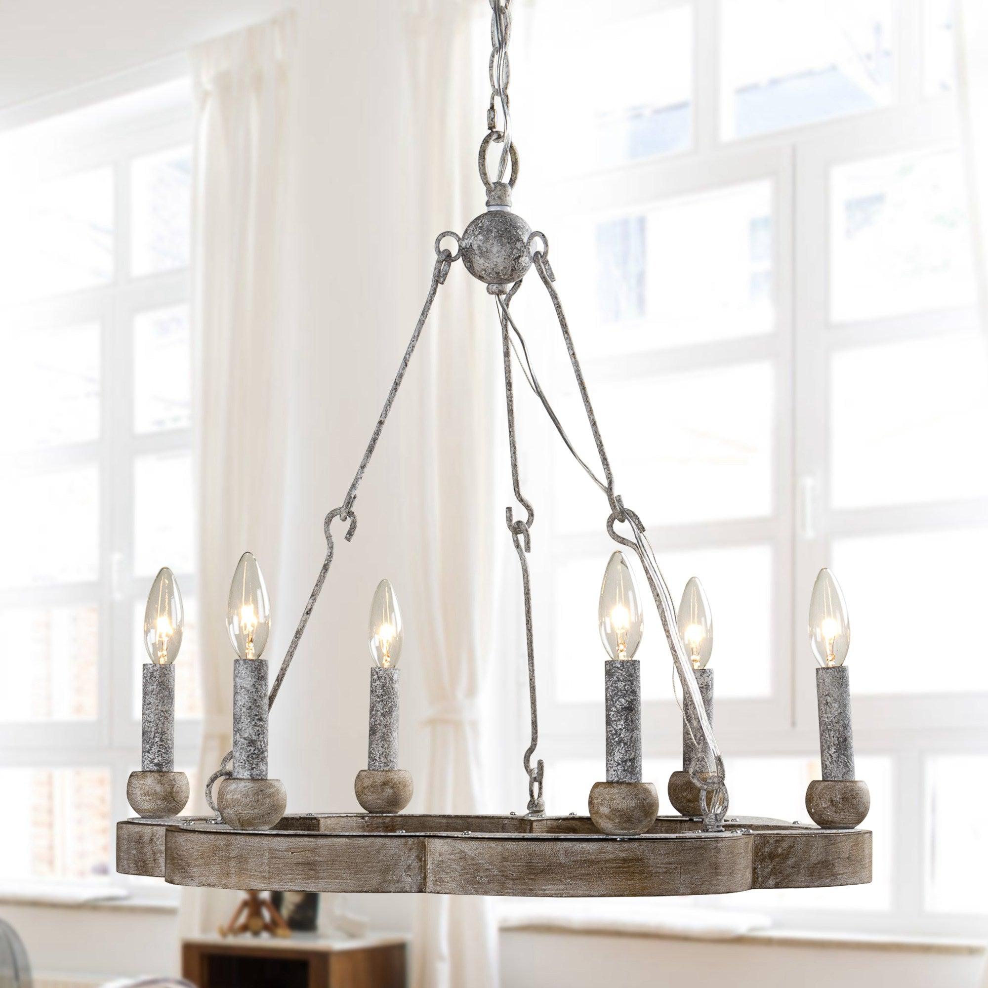 Mysilora Industrieller Vintage Kronleuchter aus Holz-Letslighting