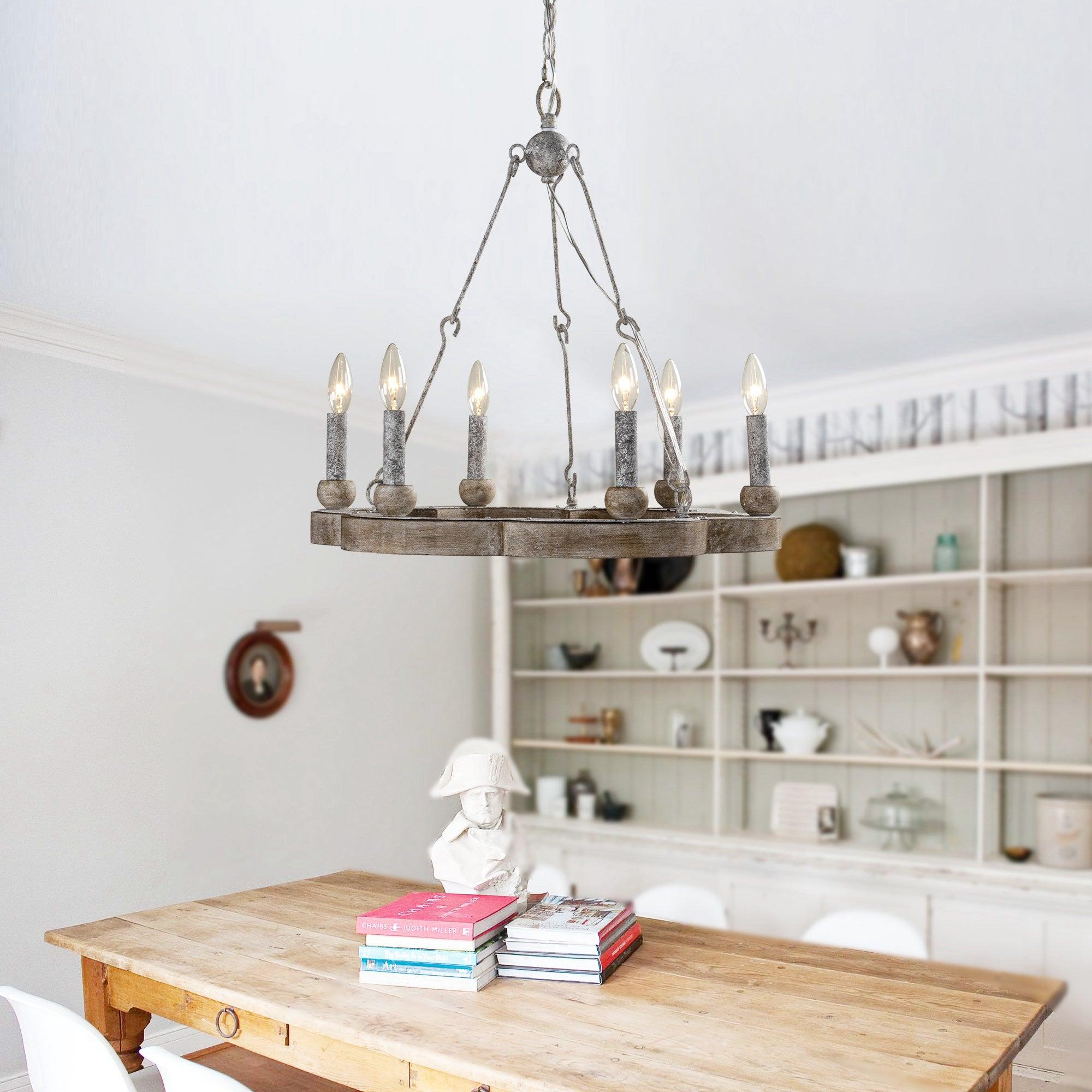 Mysilora Industrieller Vintage Kronleuchter aus Holz-Letslighting