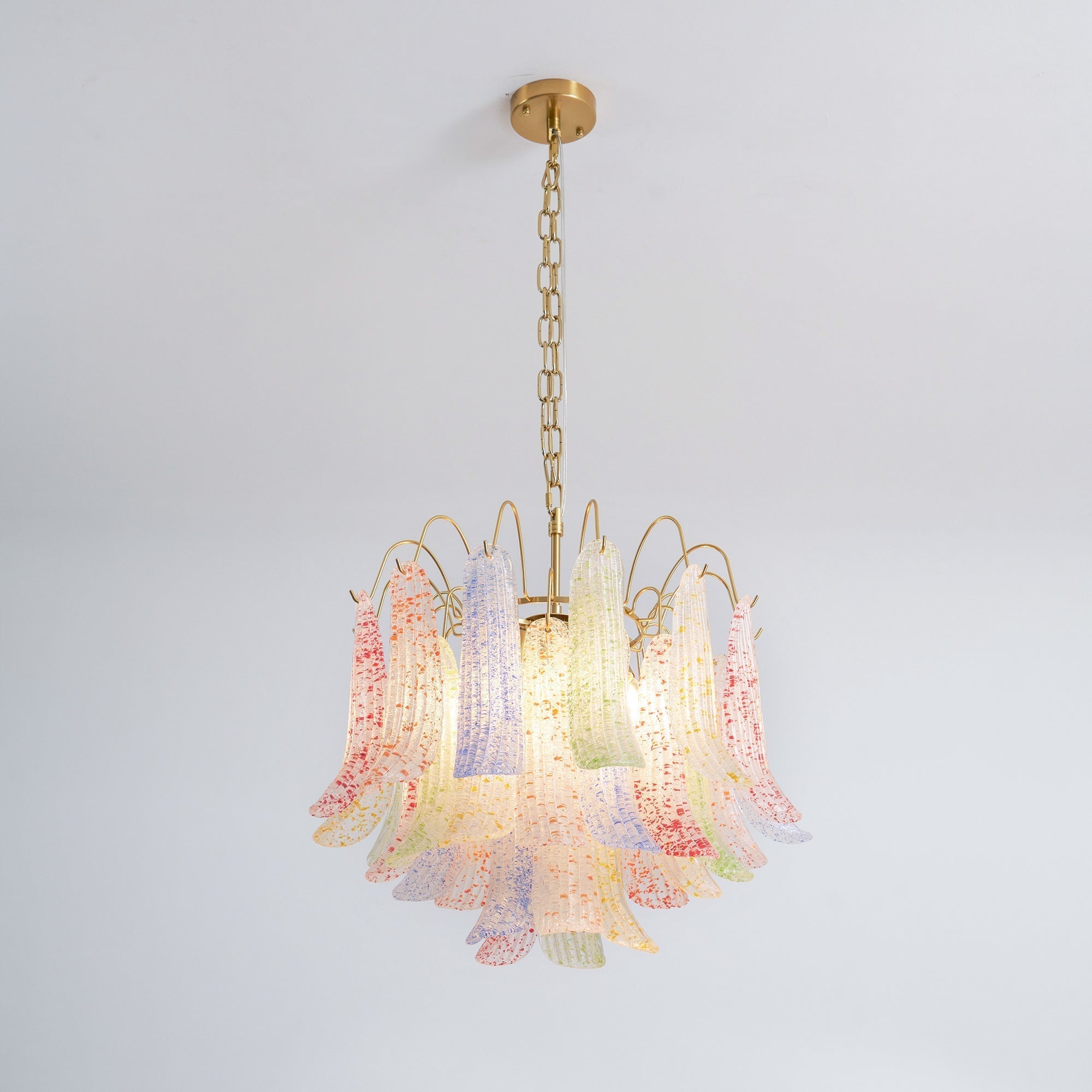 Chandelier Glass Petals Metal Frame Colorful Artistic Ambience - Letslighting