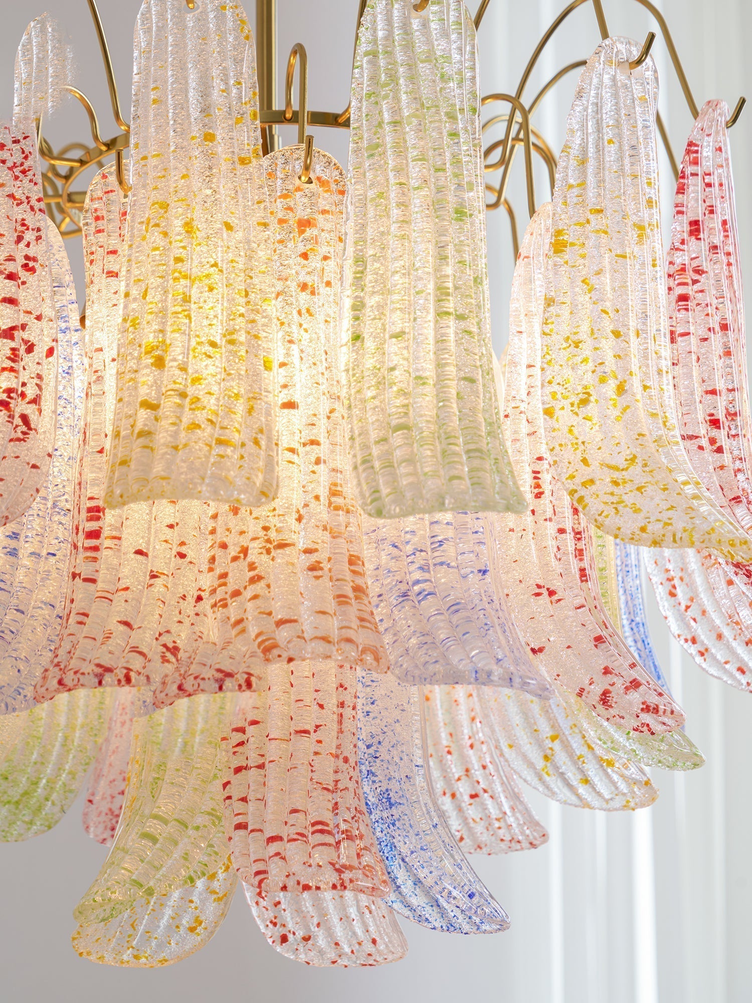 Chandelier Glass Petals Metal Frame Colorful Artistic Ambience - Letslighting