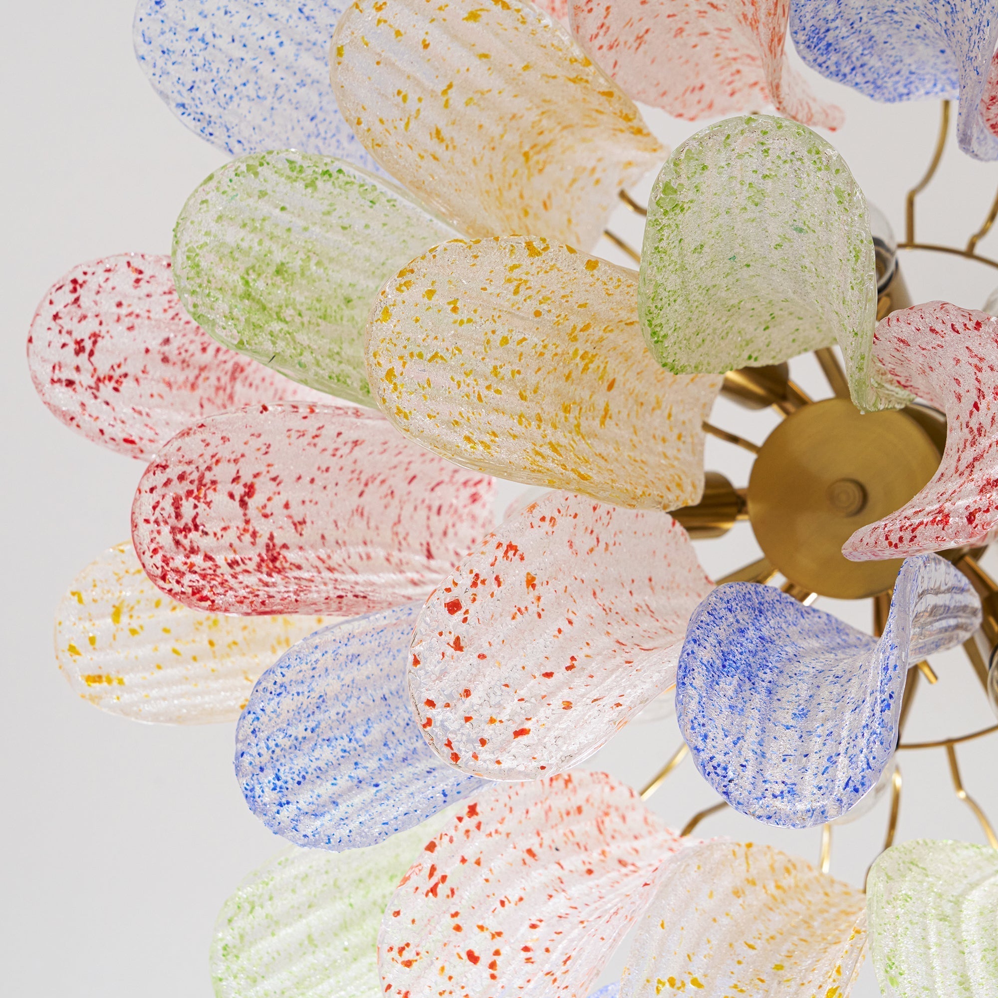 Chandelier Glass Petals Metal Frame Colorful Artistic Ambience - Letslighting