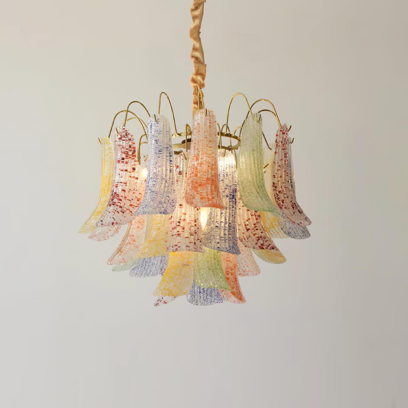 Chandelier Glass Petals Metal Frame Colorful Artistic Ambience - Letslighting