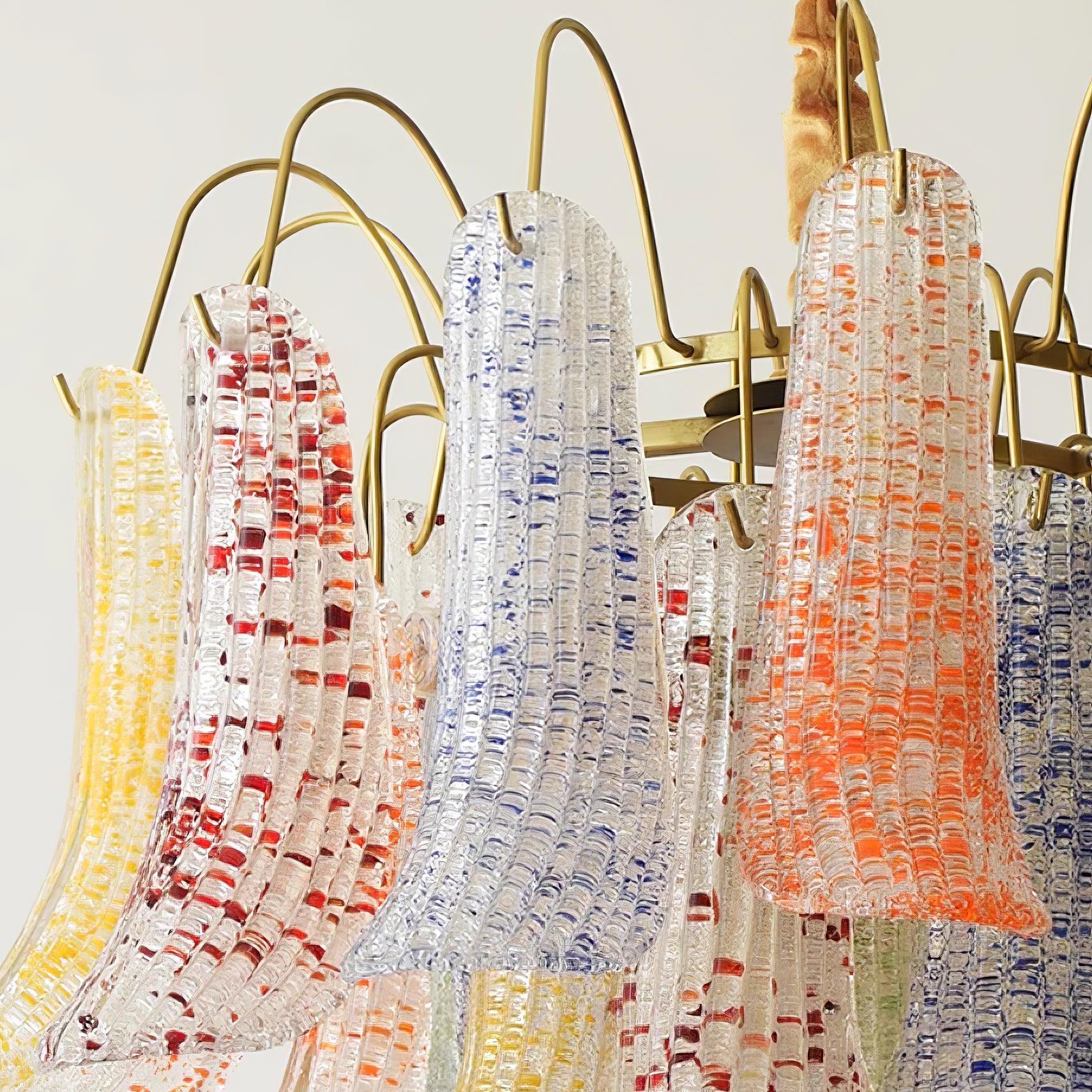 Chandelier Glass Petals Metal Frame Colorful Artistic Ambience - Letslighting