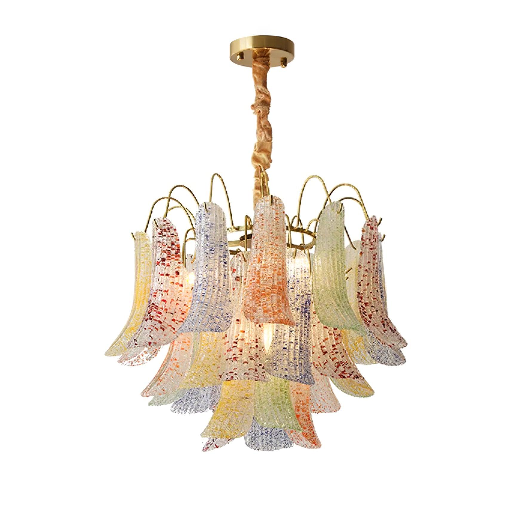 Chandelier Glass Petals Metal Frame Colorful Artistic Ambience - Letslighting