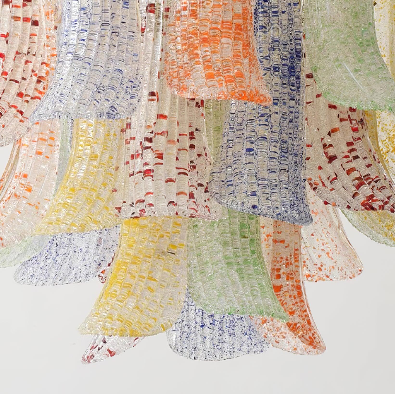 Chandelier Glass Petals Metal Frame Colorful Artistic Ambience - Letslighting