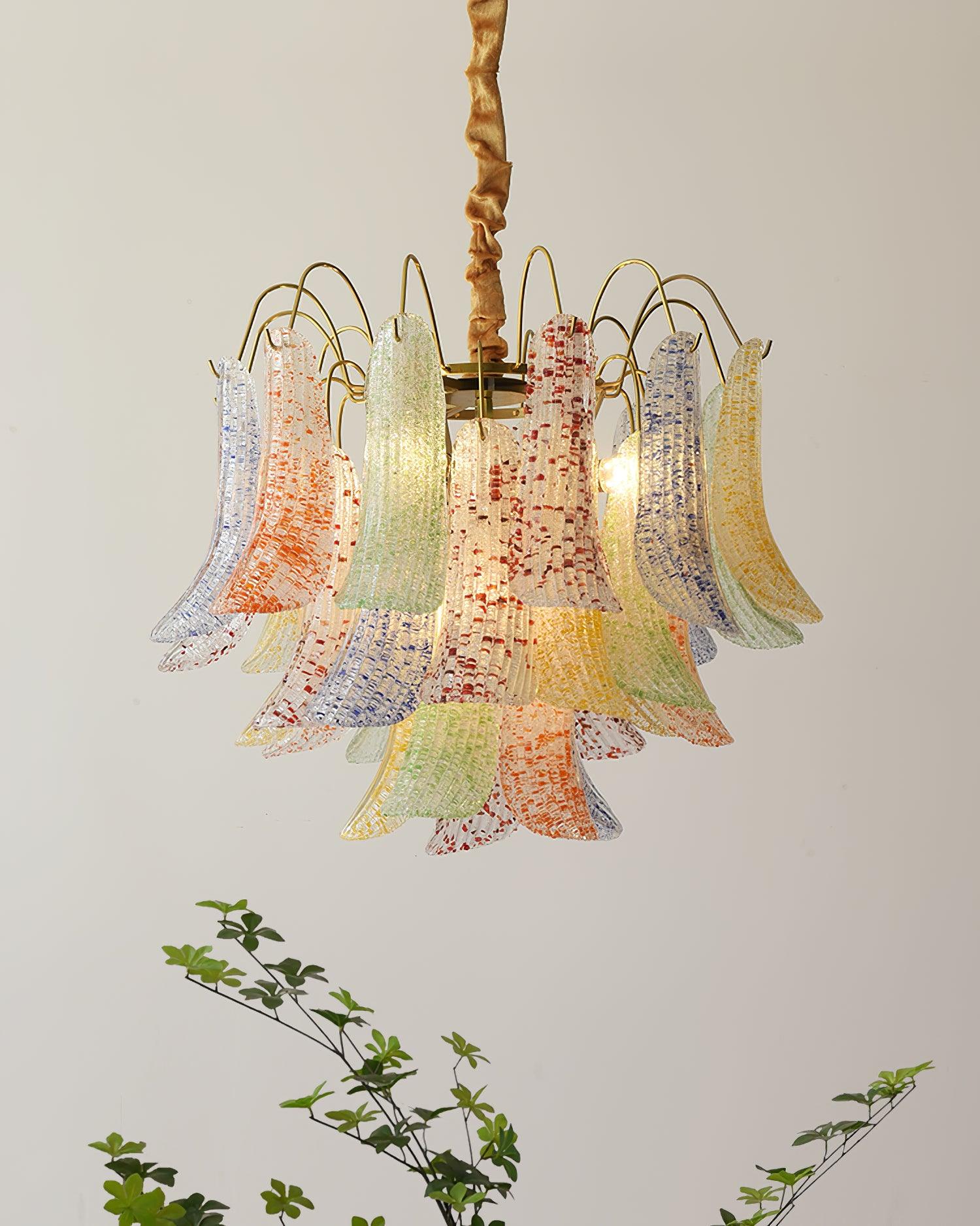 Chandelier Glass Petals Metal Frame Colorful Artistic Ambience - Letslighting