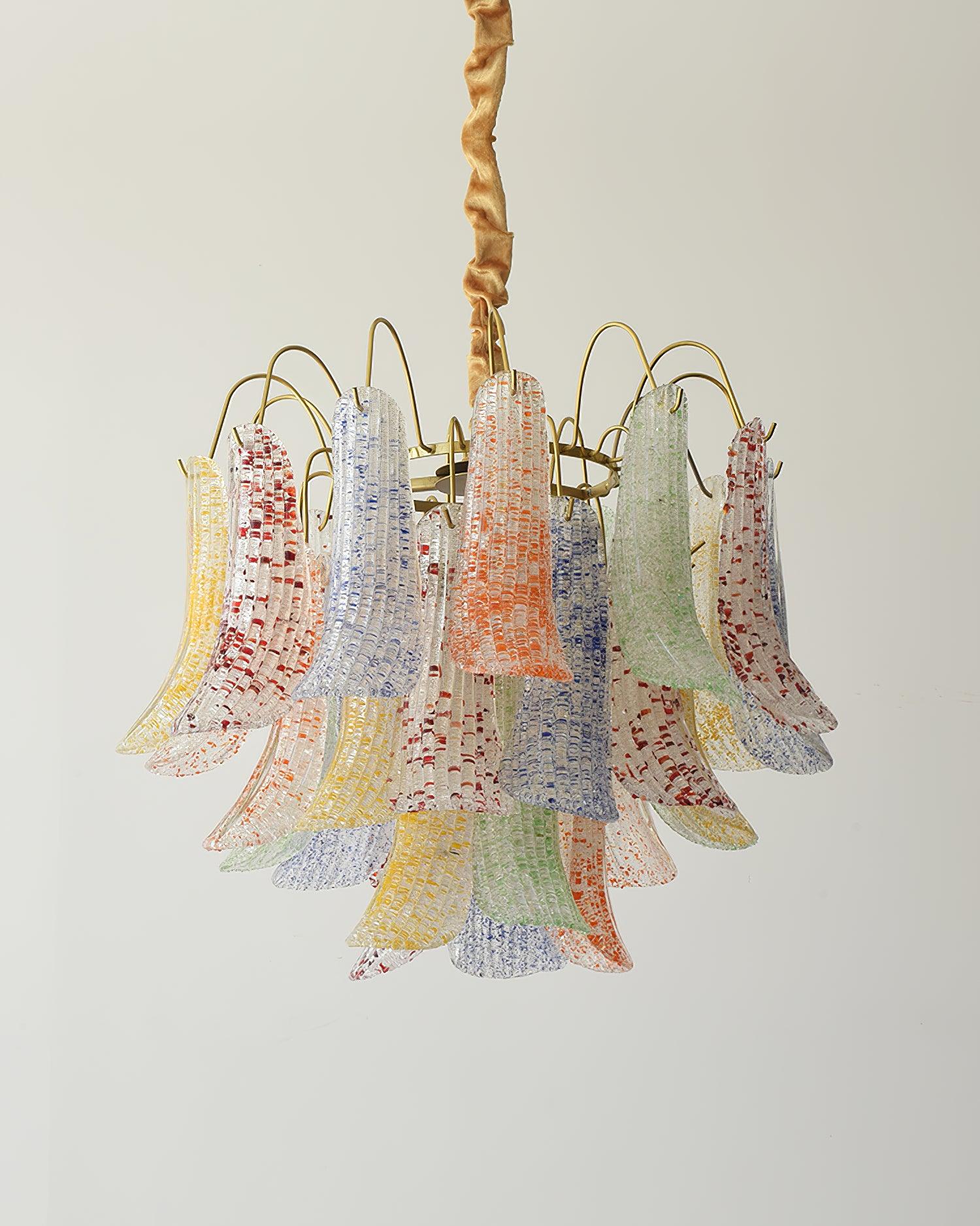 Chandelier Glass Petals Metal Frame Colorful Artistic Ambience - Letslighting
