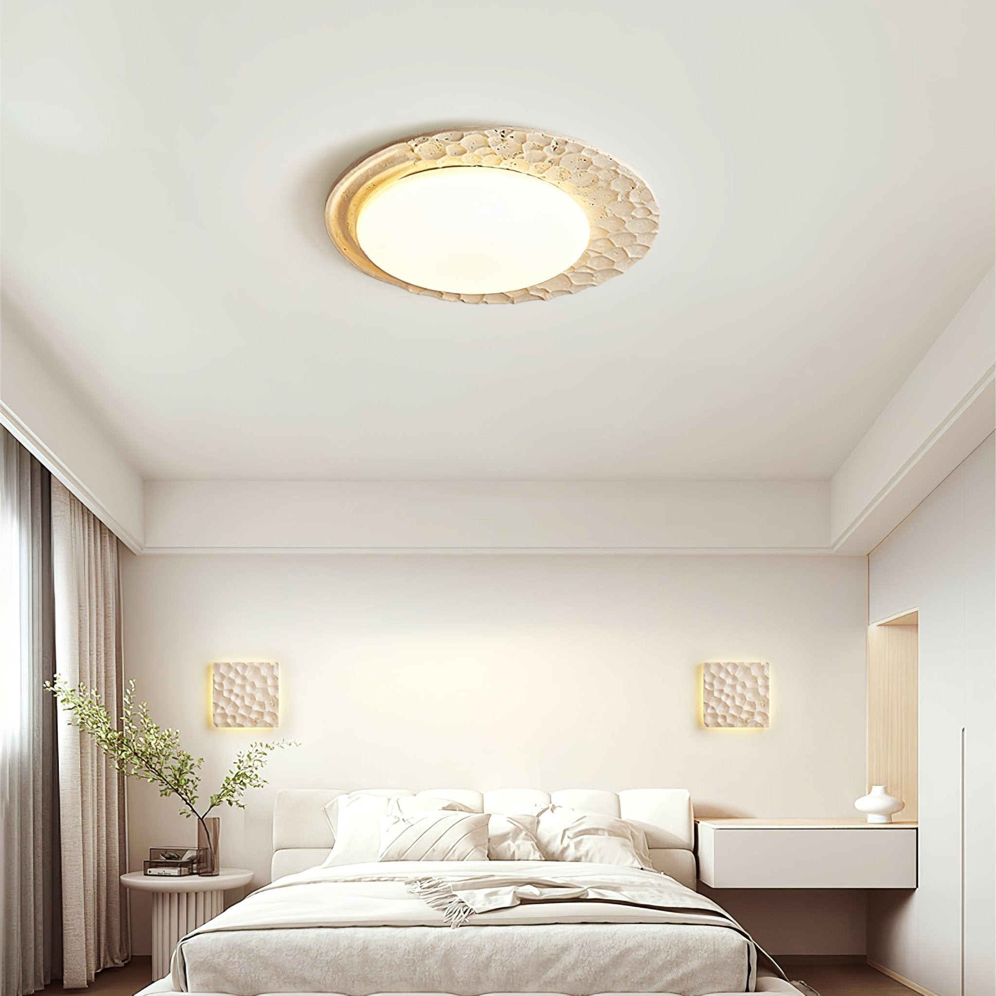 Ivsoris Textured Travertine Ceiling Light - Neutralighting