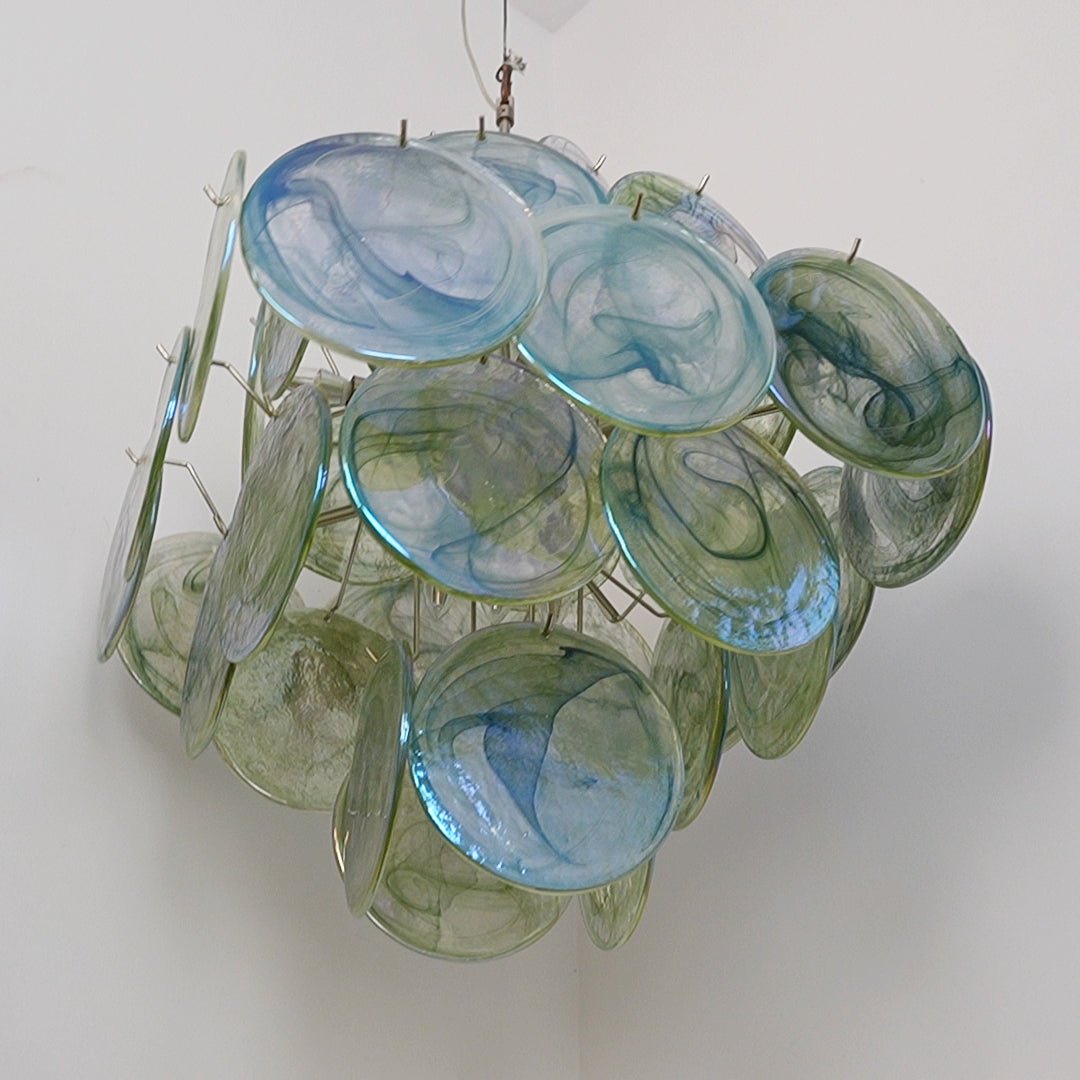 Aurora Chandelier Green Murano Glass Disc Nature - Blowlighting