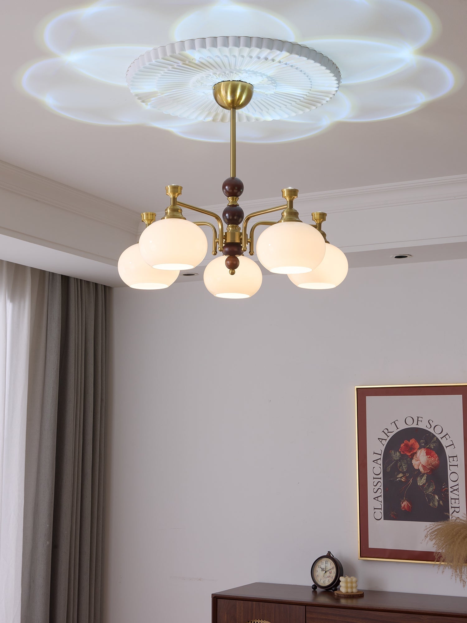 Aursolos Traditioneller Eleganz Holz-Glas Kronleuchter-Letslighting
