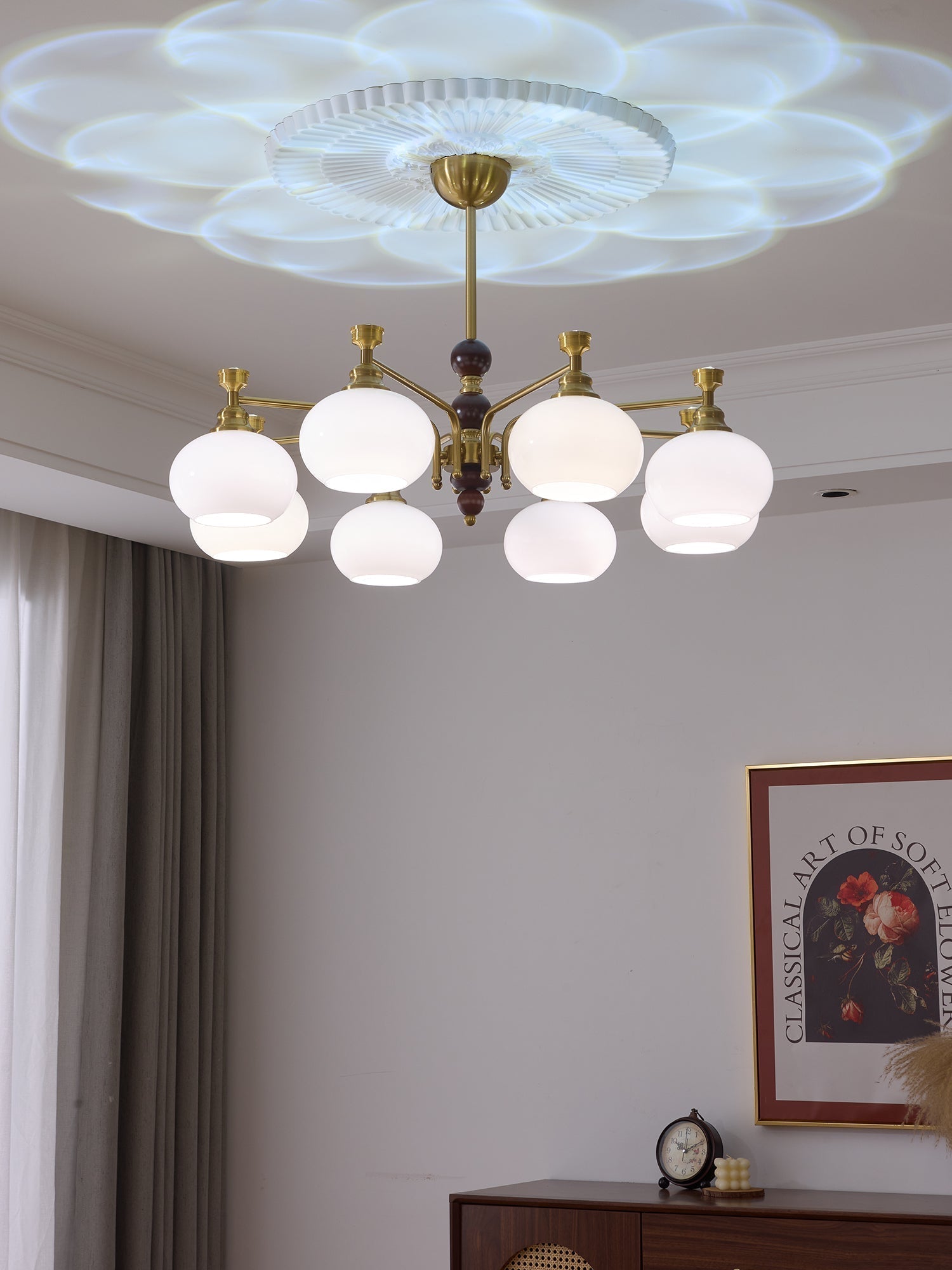 Aursolos Traditioneller Eleganz Holz-Glas Kronleuchter-Letslighting