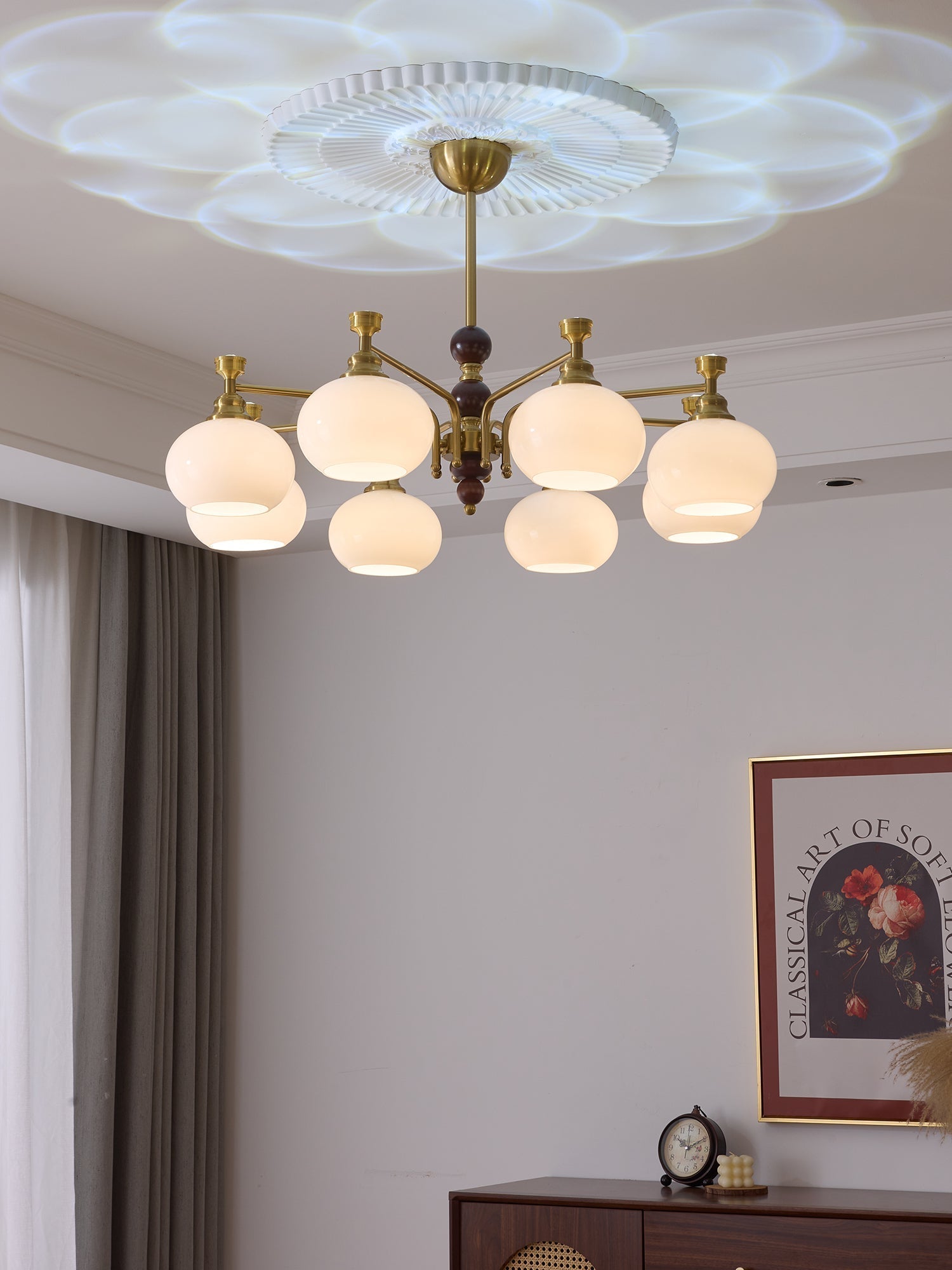 Aursolos Traditioneller Eleganz Holz-Glas Kronleuchter-Letslighting