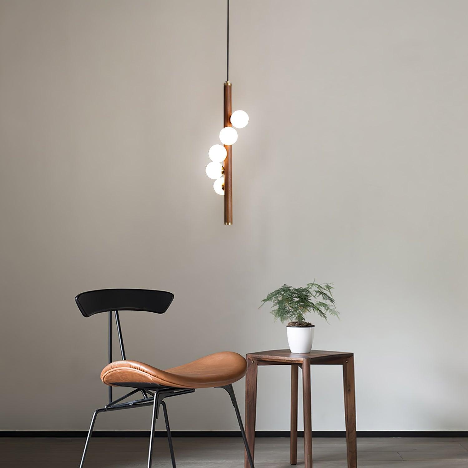 Lustra Pendelleuchte Holz Glas Linear-Letslighting