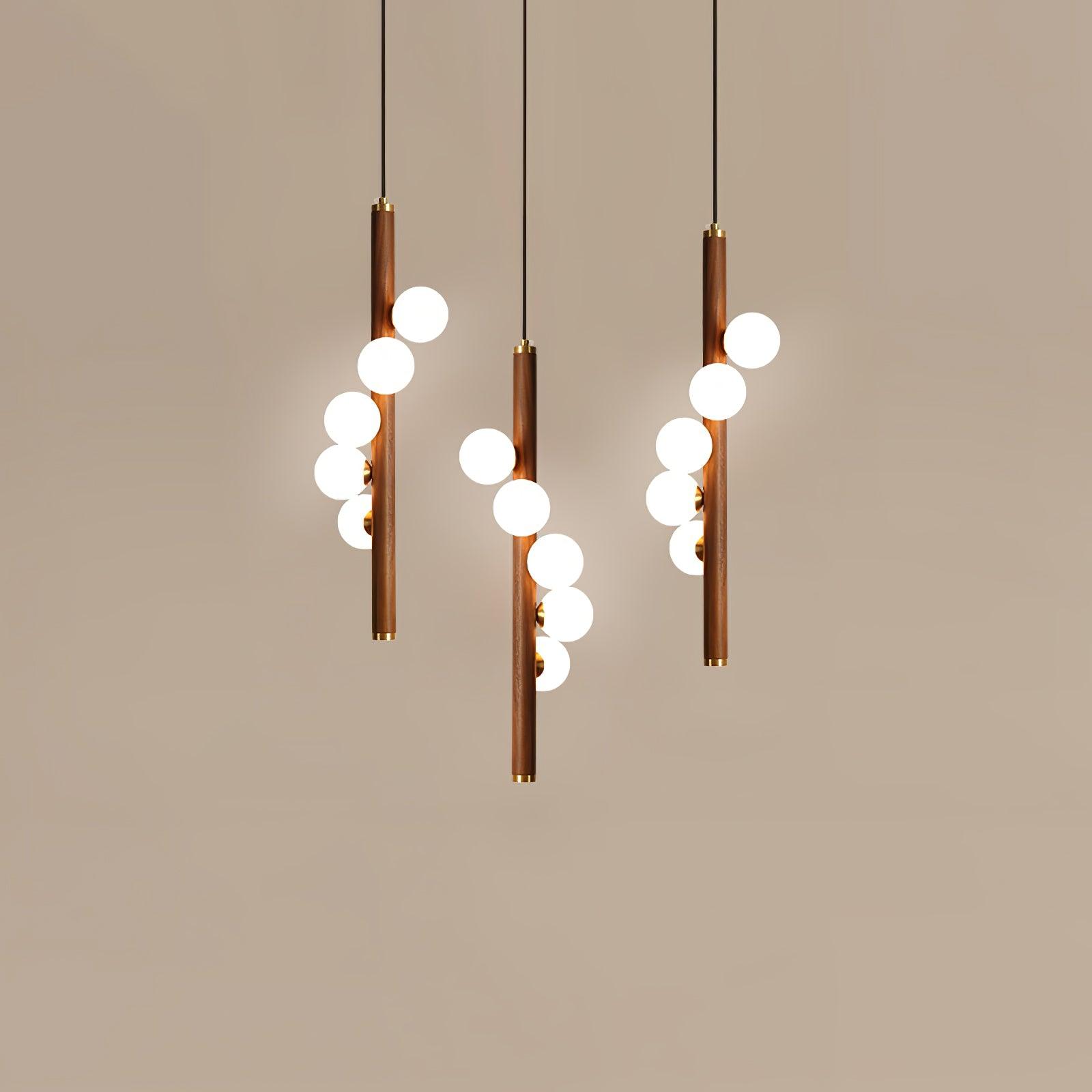 Lustra Pendelleuchte Holz Glas Linear-Letslighting