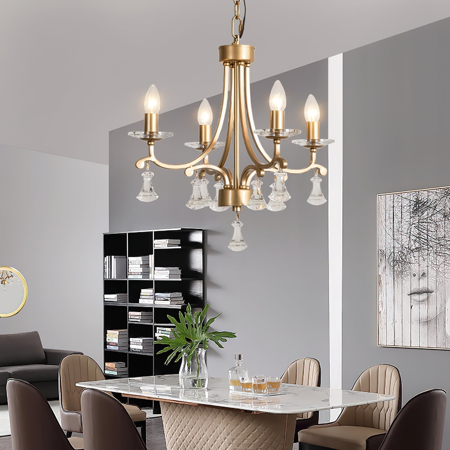 Cuvenara Postmoderner Luxus Messing-Kristall-Kronleuchter-Letslighting