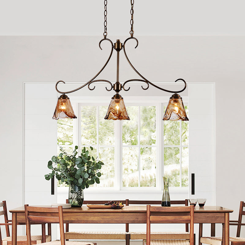 Aloror Vintage Industrial Island Brass Glass Pendant Lamp - Letslighting