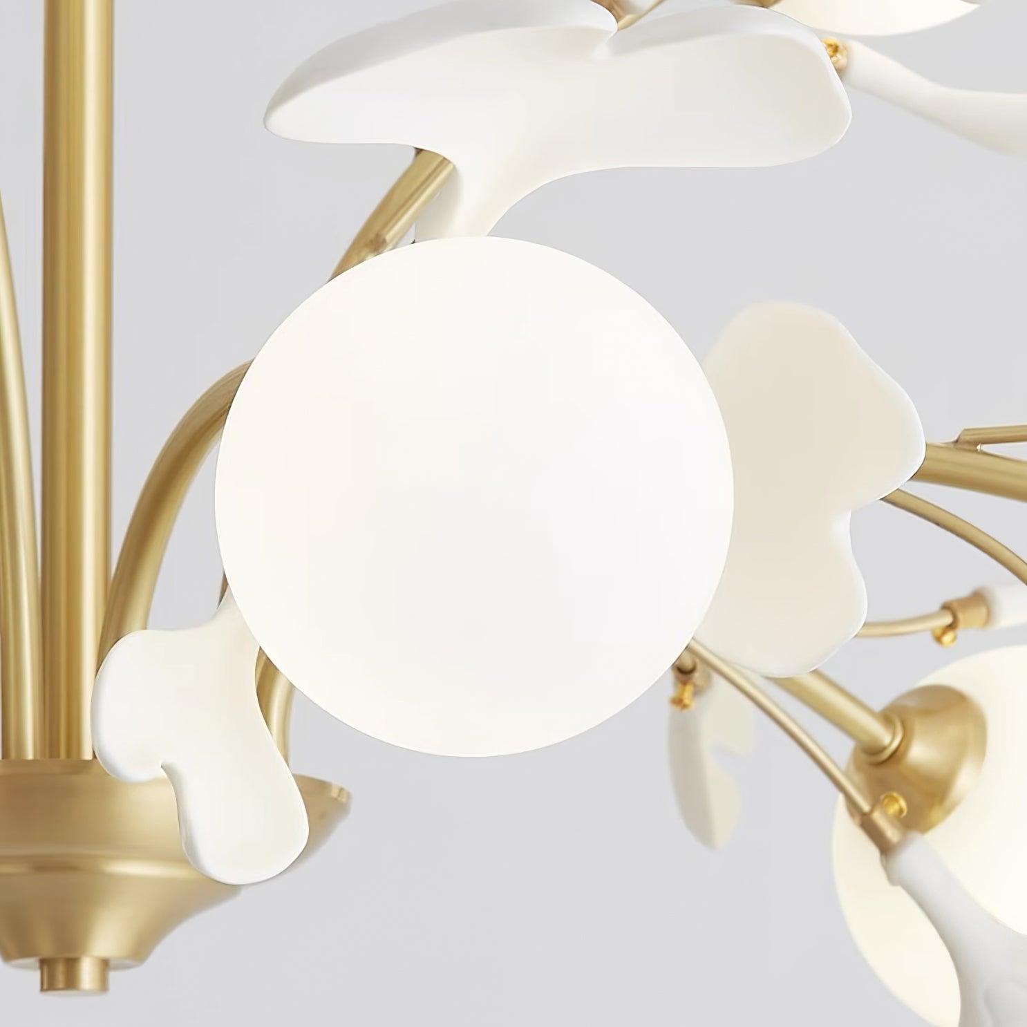 Ginkgo Leaf Chandelier with Frosted Glass Globes - Letslighting