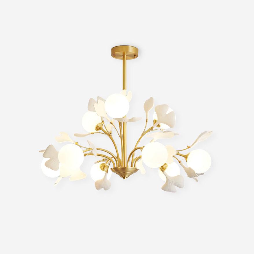 Ginkgo Leaf Chandelier with Frosted Glass Globes - Letslighting
