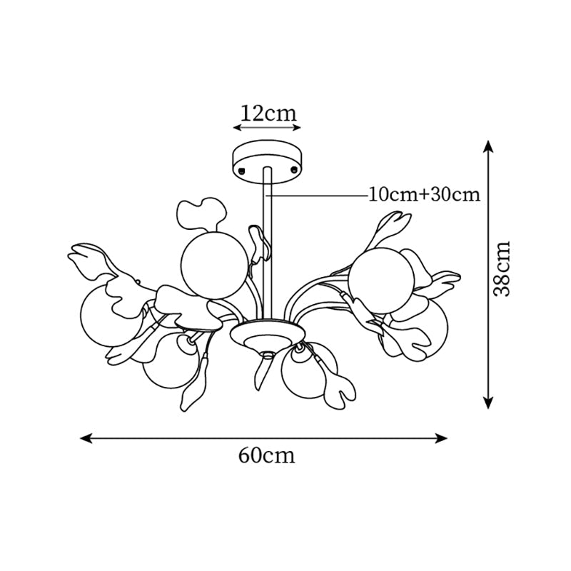 Ginkgo Leaf Chandelier with Frosted Glass Globes - Letslighting