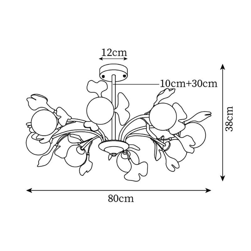 Ginkgo Leaf Chandelier with Frosted Glass Globes - Letslighting