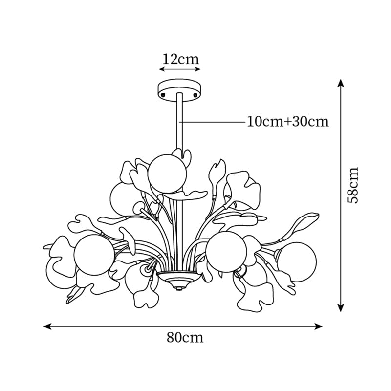 Ginkgo Leaf Chandelier with Frosted Glass Globes - Letslighting
