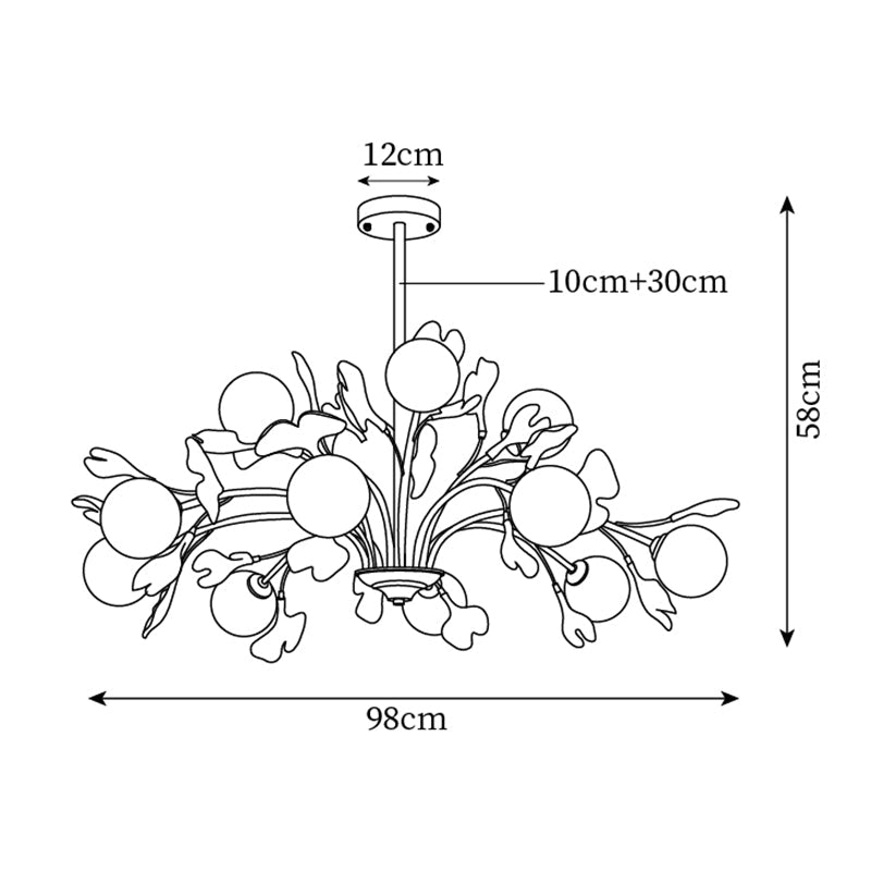 Ginkgo Leaf Chandelier with Frosted Glass Globes - Letslighting