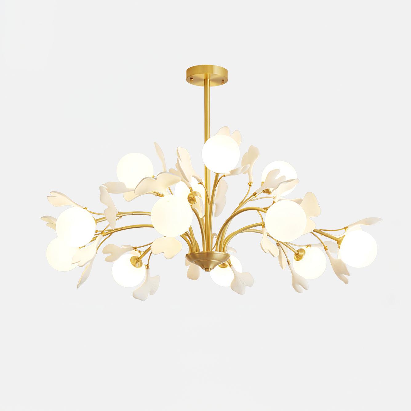 Ginkgo Leaf Chandelier with Frosted Glass Globes - Letslighting